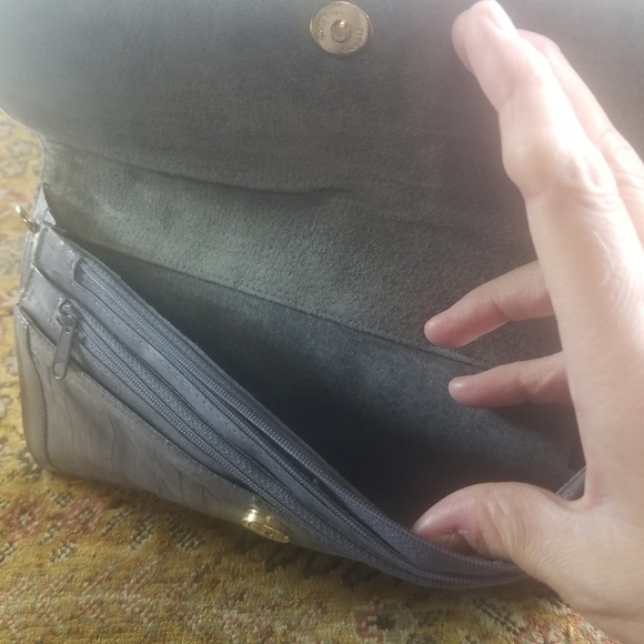 Vtg 70s gray eel skin clutch and matching wallet made in Korea - Picture 5 of 9